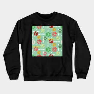 pawty time – paw prints on green seamless repeat pattern Crewneck Sweatshirt